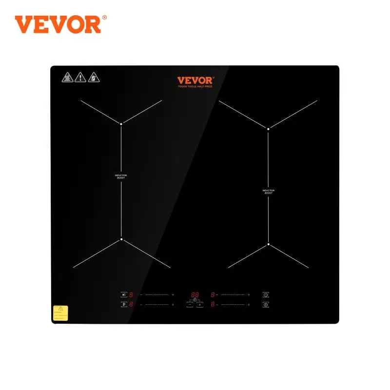 VEVOR Induktionskochplatte Induktionskochfeld 6800 W, 4 Platten Induktionskochplatte Touchscreen 9 Heizstufen, Eingebauter Induktionsherd Kochfeld