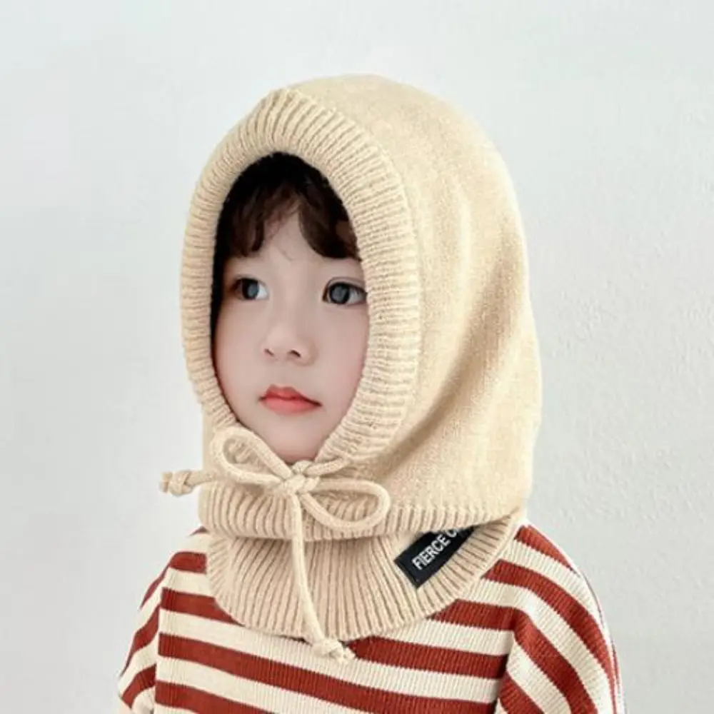 Korean Kids Balaclava Hat Boy Girl Winter Warm Scarf Cap Soft Woolen Knitted Ear Protection Headgear Children Hood Beanies