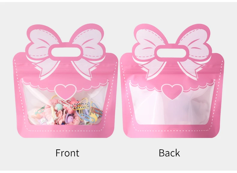 10 Stück Geschenkverpackungsbeutel mit Schleife, niedlicher Stil, Kunststoff, selbstdichtend, für Kinder, Urlaub, Snacks, Süßigkeiten, Aufbewahrung, Cartoon-Schleife, Geschenktüten – Detail 5