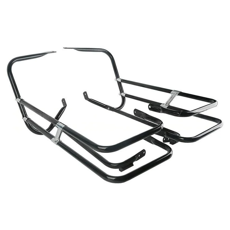 Side Box Guardrail for Station Wagon 1997-2008 FLHR FLHT FLHX FLTR, Chrome-plated Black Rear Box Guardrail