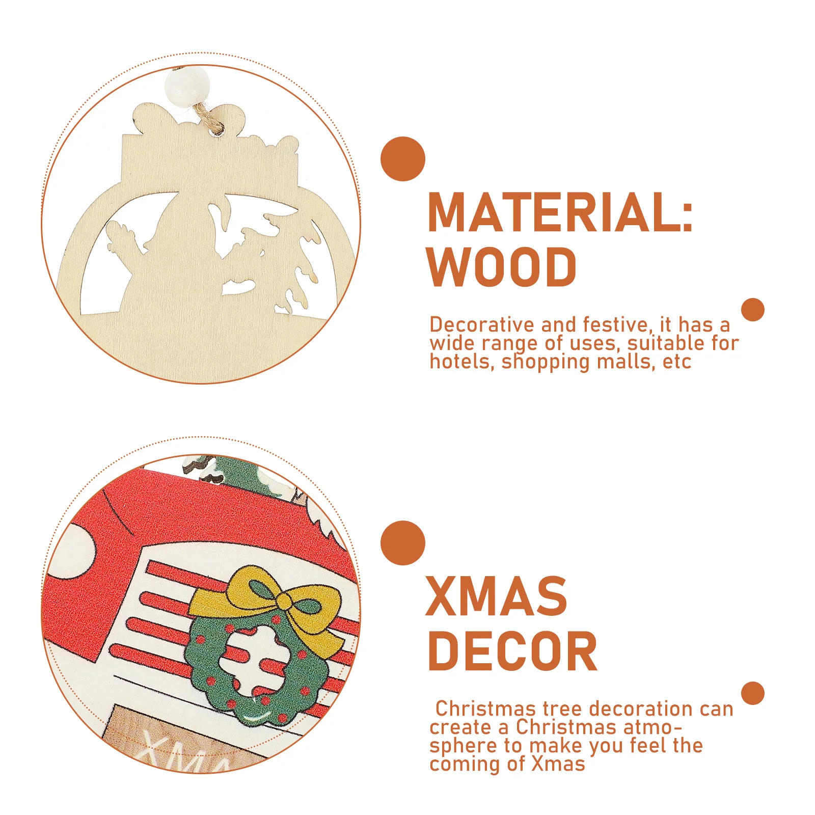 

3Pcs Christmas Wooden Sign Xmas Tree Hanging Ornaments Smooth Wood Decorative Pendant Xmas Party Door Sign for Home Shop Garden