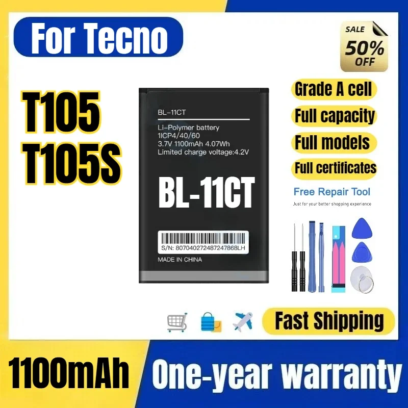 BL-11CT for Tecno T105 / T105S Phone Batteries 0 Cycle High Quality High Capacity Replacement Bateria Grade A Cell with Tools