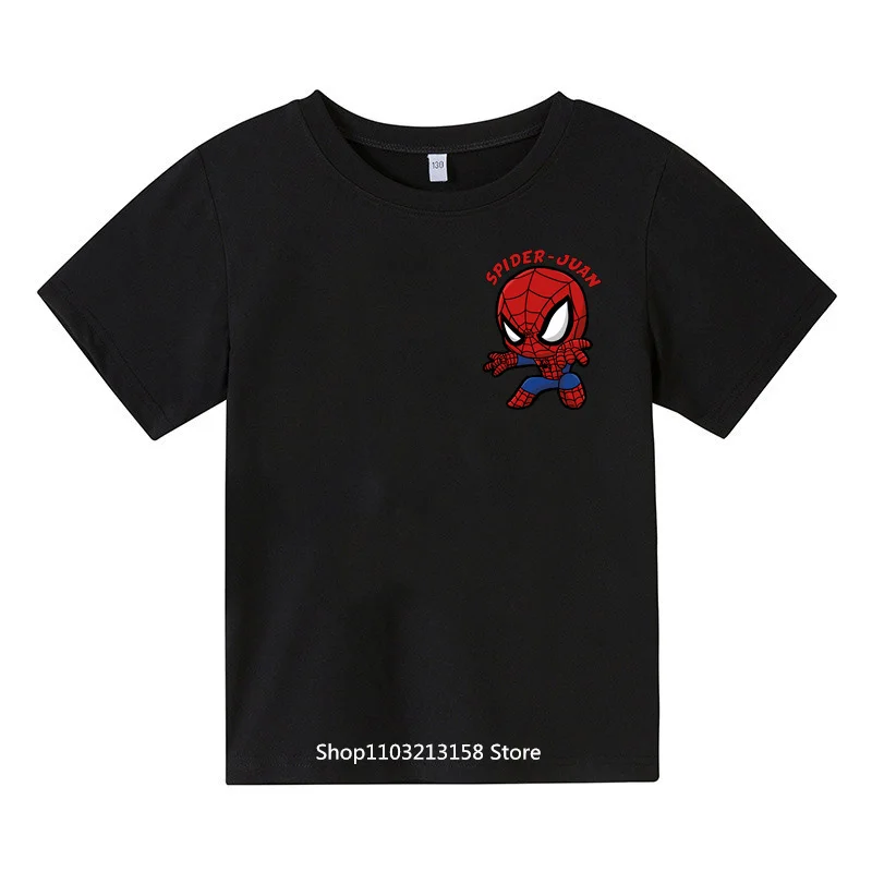 

2024 Spider-Man Korea T-shirt Kids Clothing Boy T-shirt Printed Boy Girl Clothes Student T-shirt Fashion Crewneck top