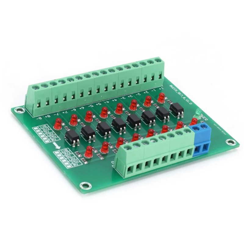 Optical Isolation Module Limit Switching Frequency 20KHZ 12V To 3.3V 8 Channel Optocoupler PLC Signal Converter Board