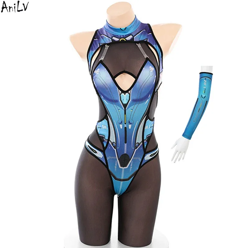 

AniLV Punk Cyber City Future Mechanical Warriors Mech Jumpsuit Women Bodysuit Pantyhose Outfits Cosplay Costume