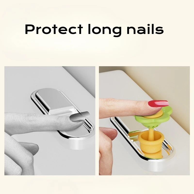 2-in-1 Cute Flower Potted Shaped Toilet Flush Button Raised Aromatherapy Long Nail Protector Water Valve Switch Extender Handle