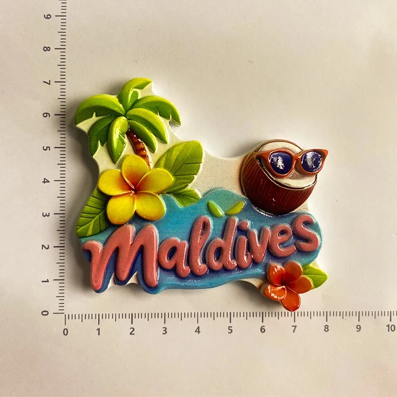 1pc, Tourist souvenirs from Maldives: 3D stereoscopic coconut refrigerator magnets seaside, home decoration items, handi