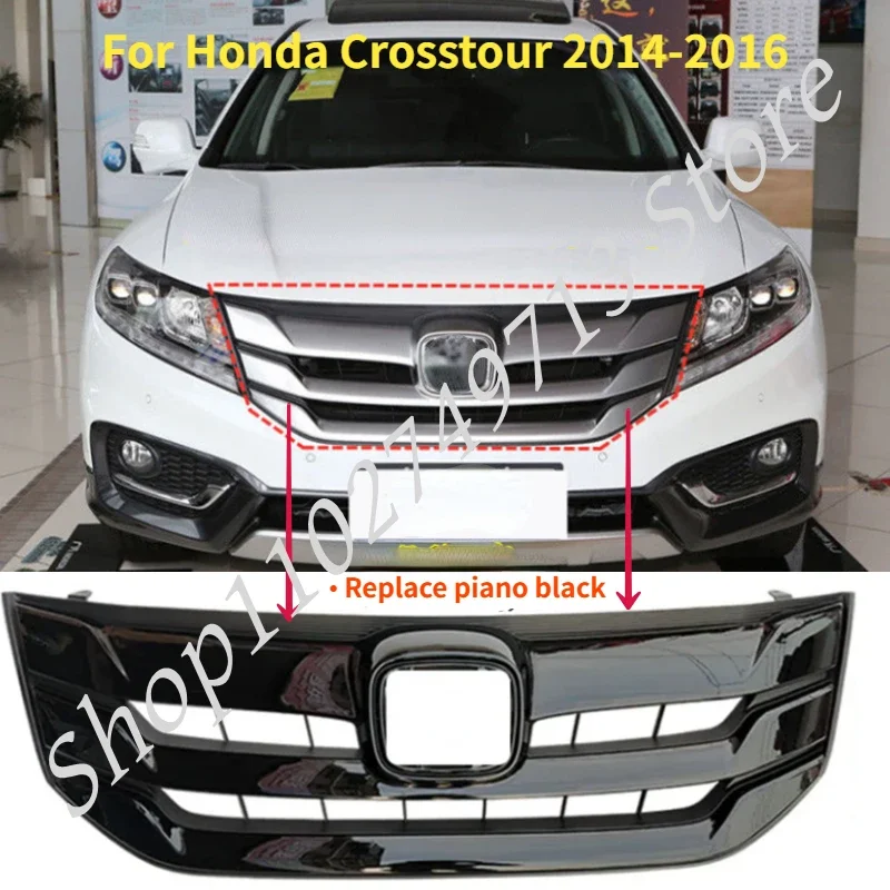 For Honda Crosstour 2011-2016 1PC Piano Black Band New Front Grill Grille Auto Racing Car Grill High Quality Direct Replacement