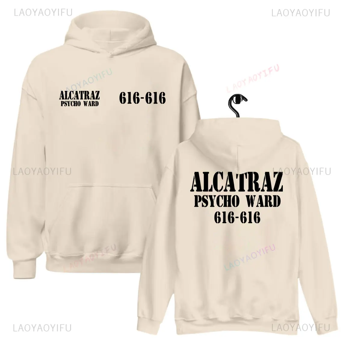 Alcatraz Psycho Ward 616 616 هالوين الجرافيك هوديي عقارب الساعة البرتقالي امرأة رجل كامل طول رواية البلوز Camisetas