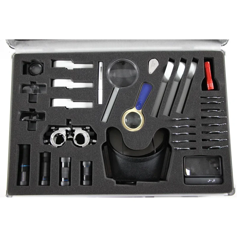 DSL-2 Low Vision Diagnostic Testing Kit – LED Light Magnifying Glass with Aluminum Case