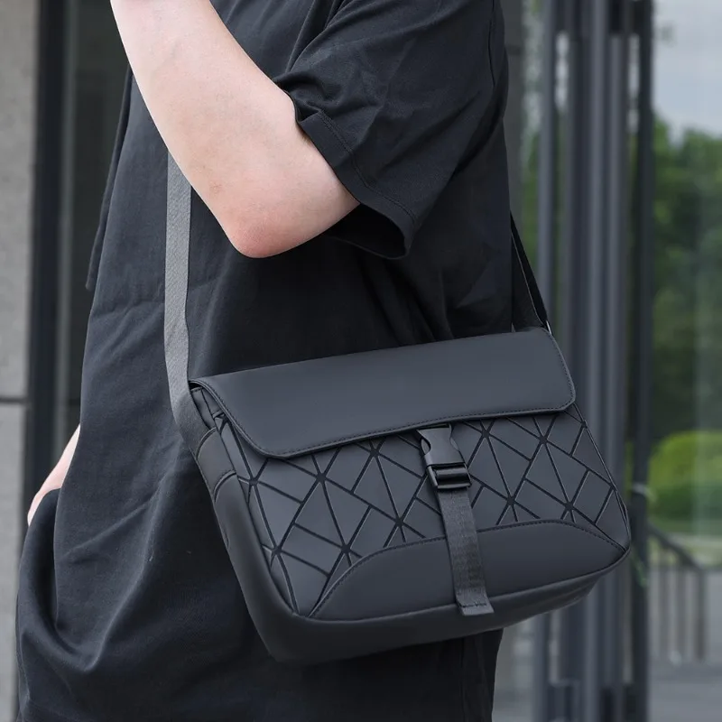 

Мужская квадратная сумка через плечо High Street, мужская повседневная сумка через плечо, пригородная сумка-мессенджер с дизайном ромбовидной сетки, сумка для телефона, кошелек