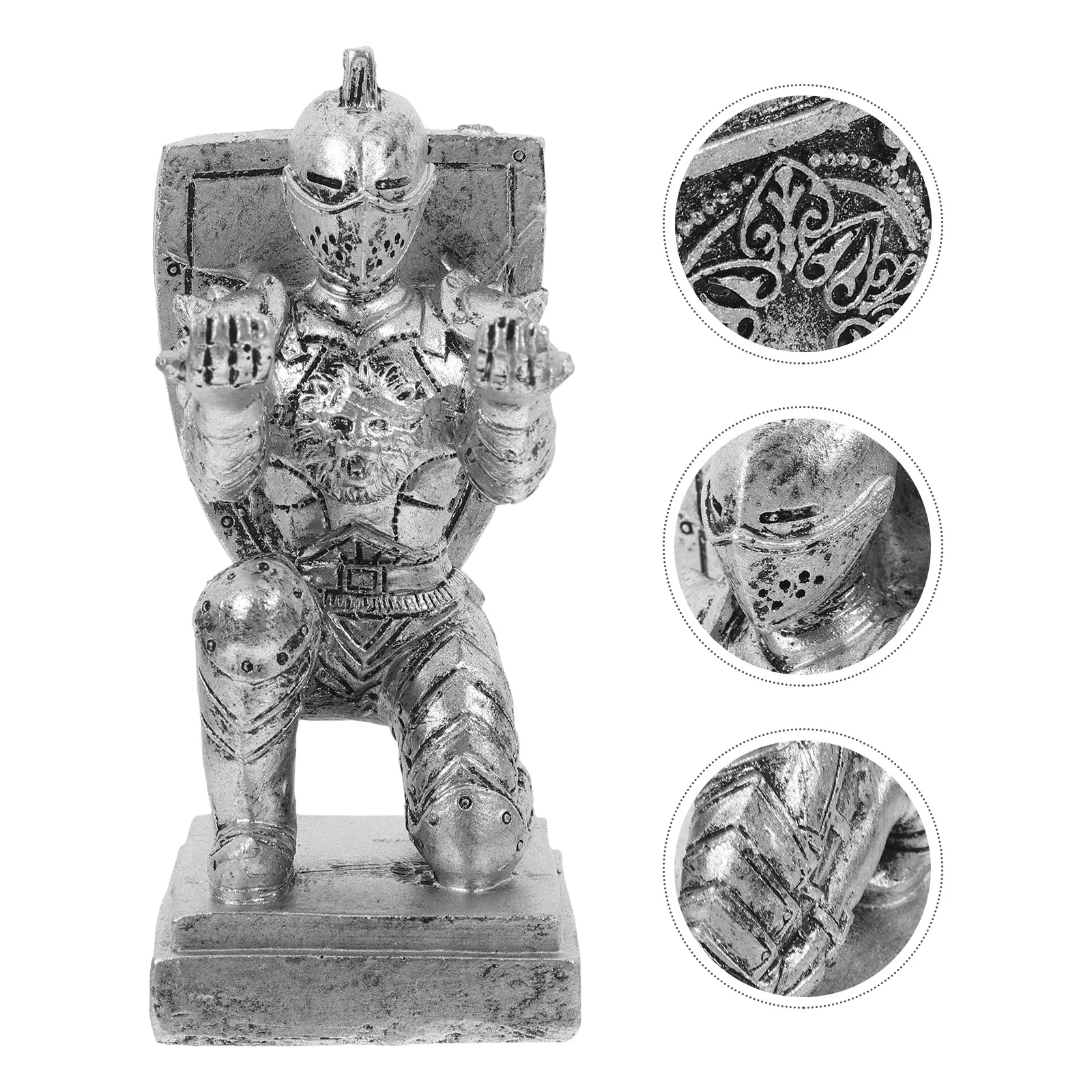 

Knight Pen Holder Resin Desk Organizer Silver Cute Vintage Multifunctional Compact Craft Show Display Pen Organizer For