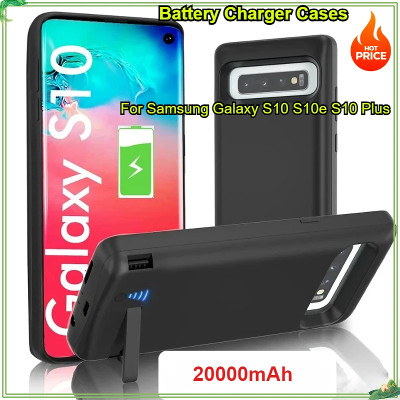 20000mAh Battery Charger Cases for Samsung Galaxy S10 S10e Silicone Shockproof Battery Case Slim Power Bank for Samsung S10 Plus