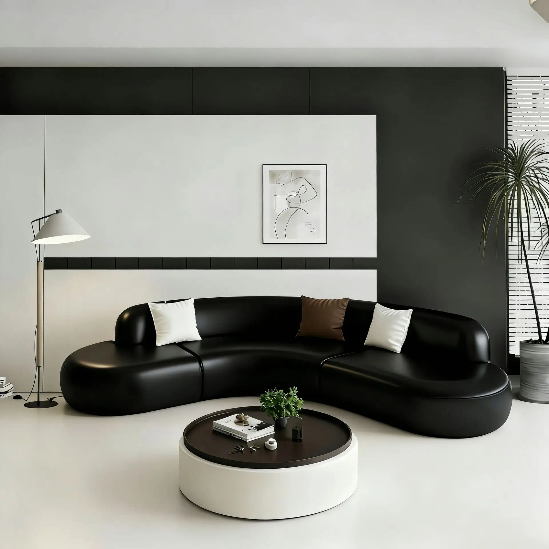 Curved sofa small apartment bed and breakfast living room modern simple special-shaped beauty salon reception fabric corner sofa