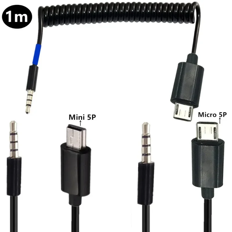 

Spring Wire Car Aux Conversion USBmini 5p Micro 5P Mobile Phone Audio Cable Mini To Earphone
