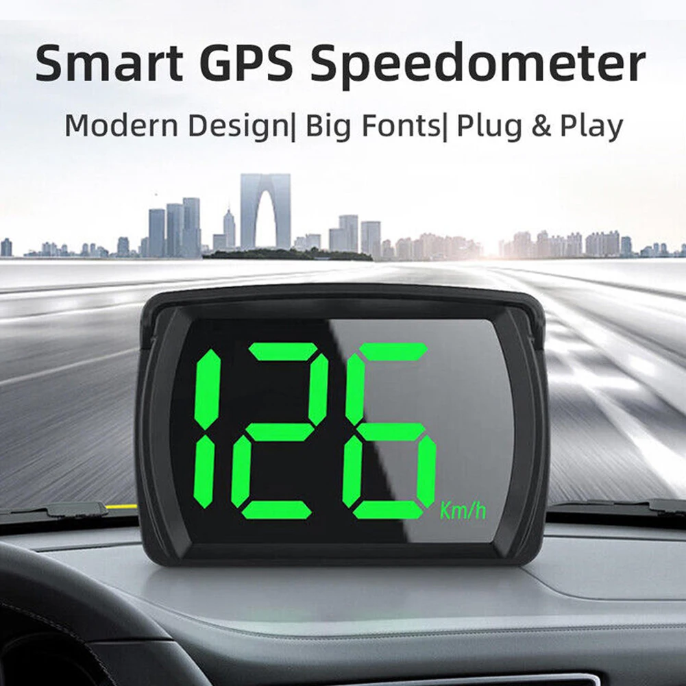 Universal Digital GPS Speedometer Dual Chips KMH MPH Reminder Meter HD LCD Display Plug and Play Big Font for All Vehicle