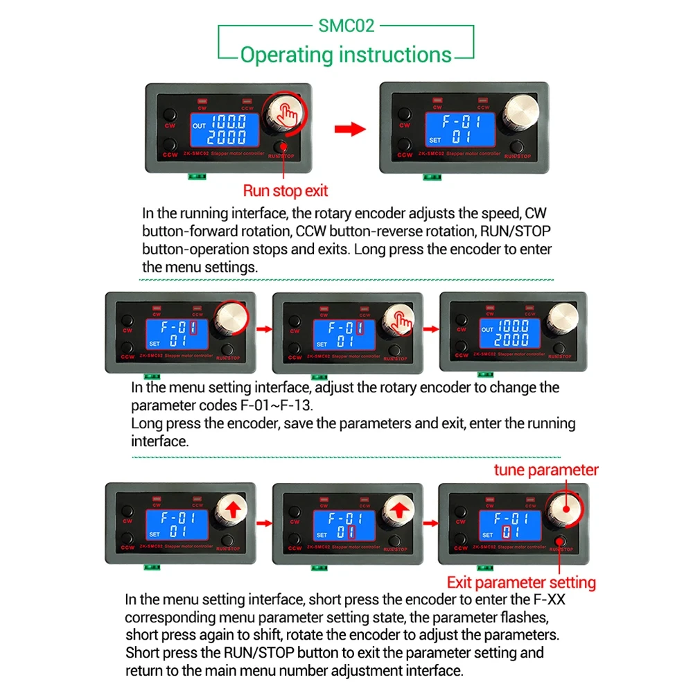 SMC02 Stepper Motor Driver and Controller DC 10-30V 4A Reverse Pulse Speed Control Board Programmable PLC Serial Communication