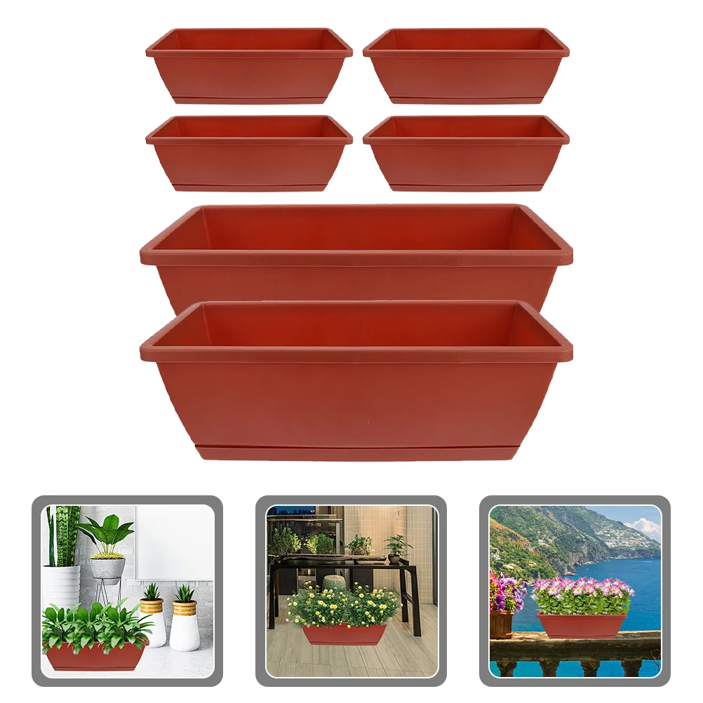 6 Pcs Planter Practical Bonsai Pot Balcony Flower Gardening Container Pots Indoor Plastic Home Flowerpot Holder Household Box