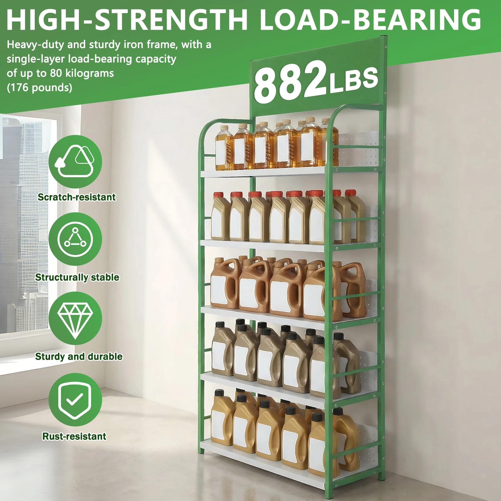 

5 Tier Retail Snack Display Rack with Signboard Metal Retail Candy Display Rack for Kitchen Office and Convenience Store