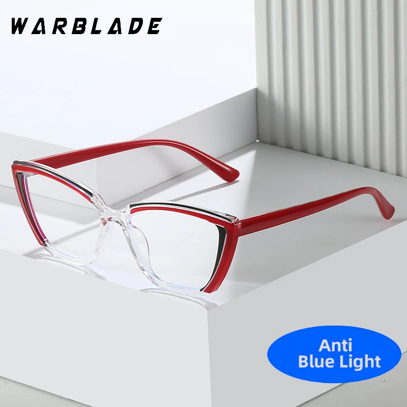 TR90 Color Stitching Cat Eye Contrast Color Women Glasses Frame Fashion Clear Anti Blue Light Eyewear Men Optical Colorful Frame