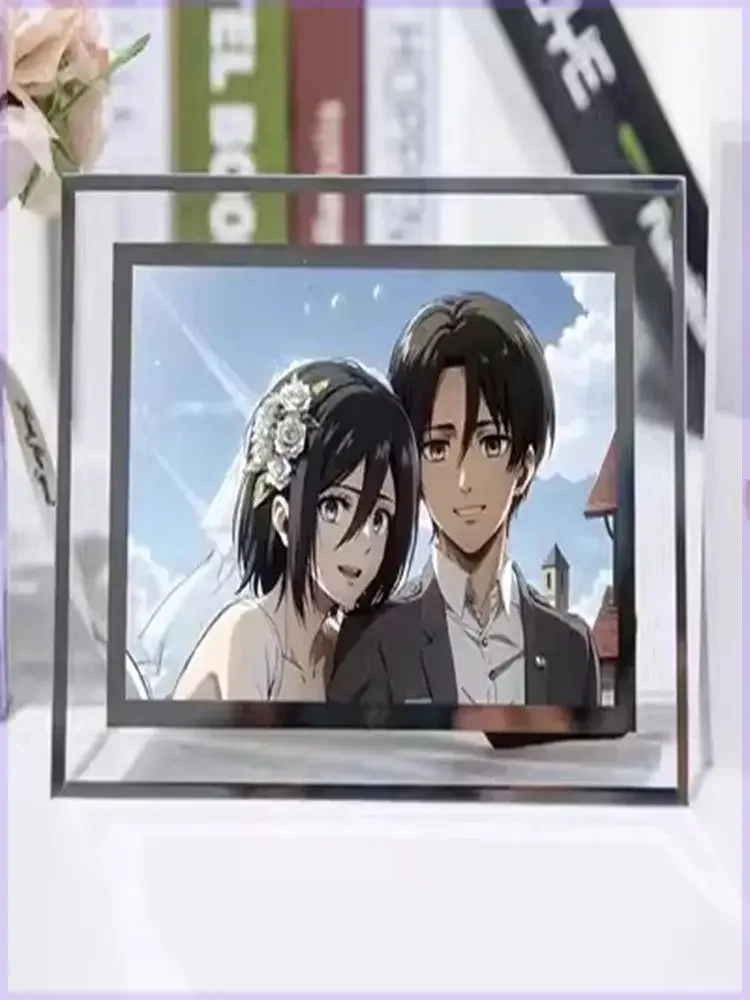 

Anime Shingeki No Kyojin/Attack on Titan Levi Ackerman Eren Jaeger Cosplay Crystal Picture Frame Painting Desktop Ornament Gift