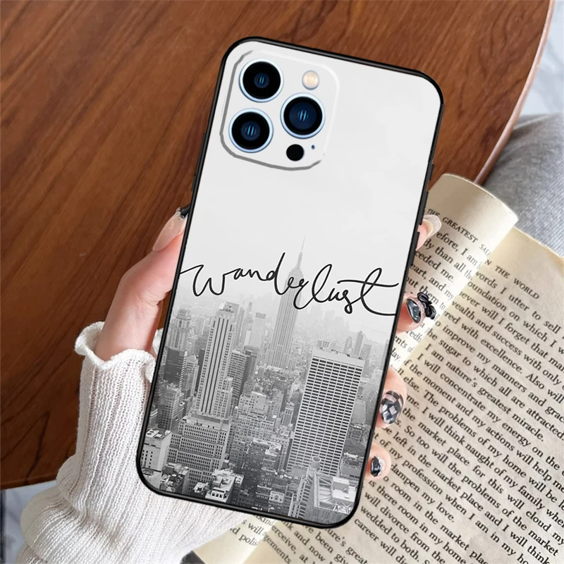 حافظة هاتف Wanderlust لهاتف آيفون 16 15 14 13 11 12 Pro Max Plus 12 13 Mini XR 16e Funda غطاء سيليكون