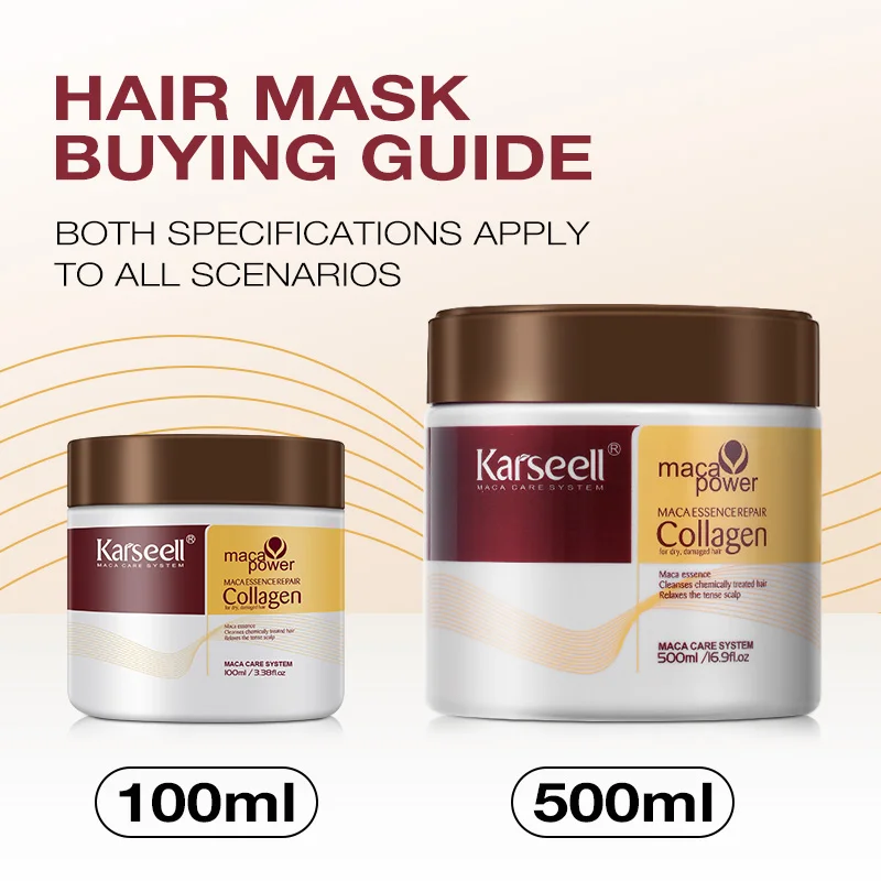 Karseell traitement capillaire au collagène réparation profonde conditionnement huile d'argan masque capillaire Essence pour cheveux secs et endommagés 100 ml/500 ml