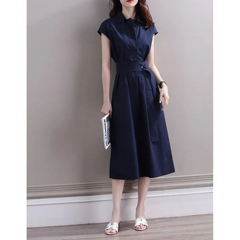 

Women's Elegant Sleeveless Dress, Monochromatic, Casual, Simplicity, Office, Lady, Temperament, Long, Summer Clothes, Fashion