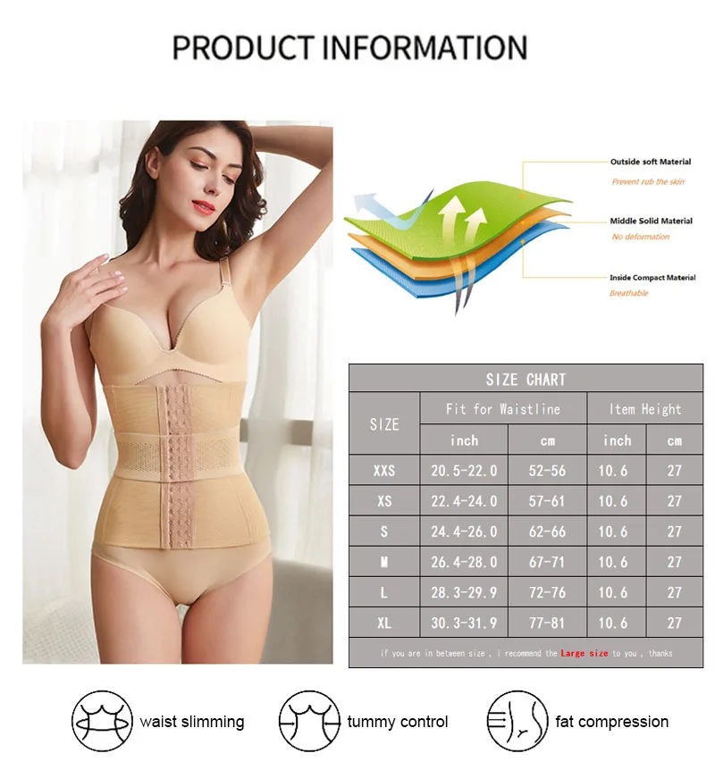 Corrective Underwear Slimming Waist Trainer Corset Pulling Strap Women Body Shaper Waist Belt Cincher Dress Girdle Shapewear XXS