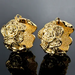 Sunny Jewelry Fashion Lady Hoop Earrings Gold Plated Flower Round Earring African Women Party Wedding Anniversary Jewellery Gift