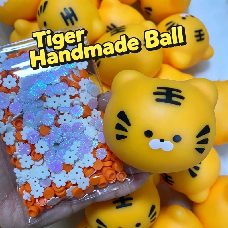 A1 Mini Cute Little Tiger Crunchy Squishy Animal Squeeze Ball Round Blocks Filled ASMR Anti Stress Release Hand Relax Gift Toy