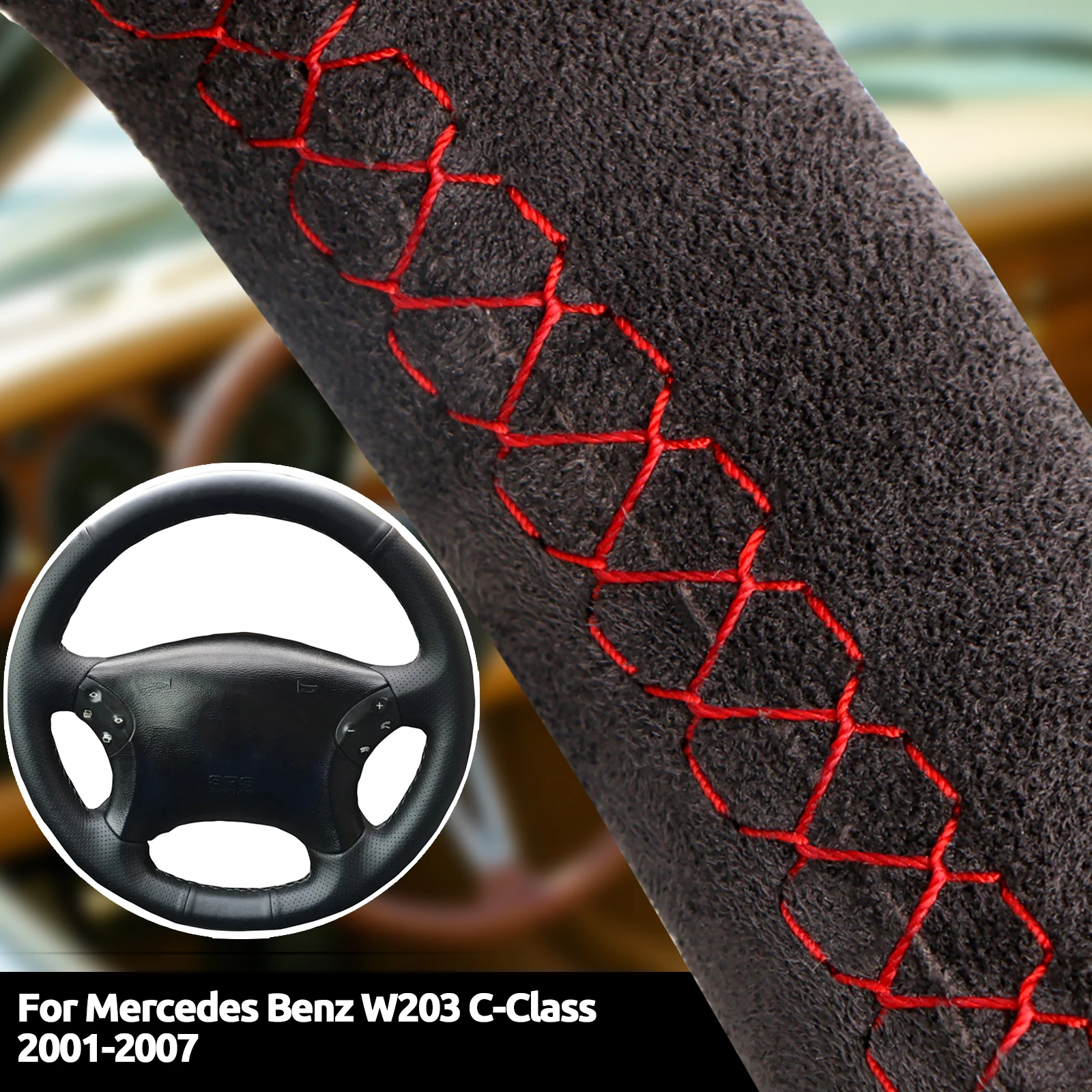 Wildleder Auto Lenkrad Abdeckung Für Mercedes Benz W203 C-Klasse 2001-2007 Luxus Custom Weiches Leder Auto zubehör
