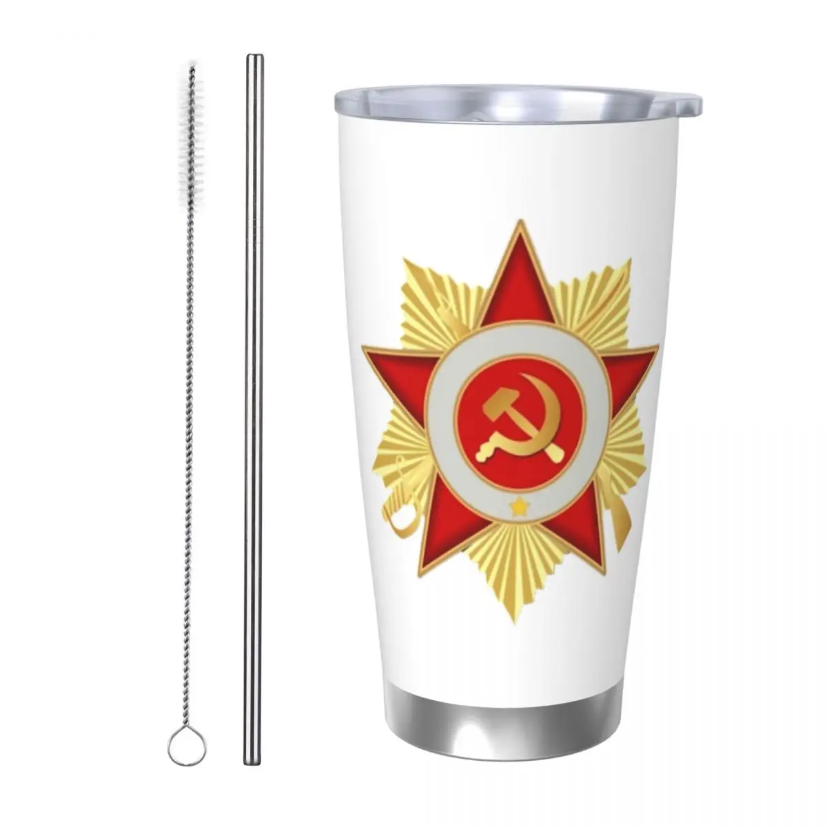 

CCCP Star Soviet Union USSR Stainless Steel Tumbler Vacuum Insulated Mug Thermal Cold Cups Straw With Lid 20oz
