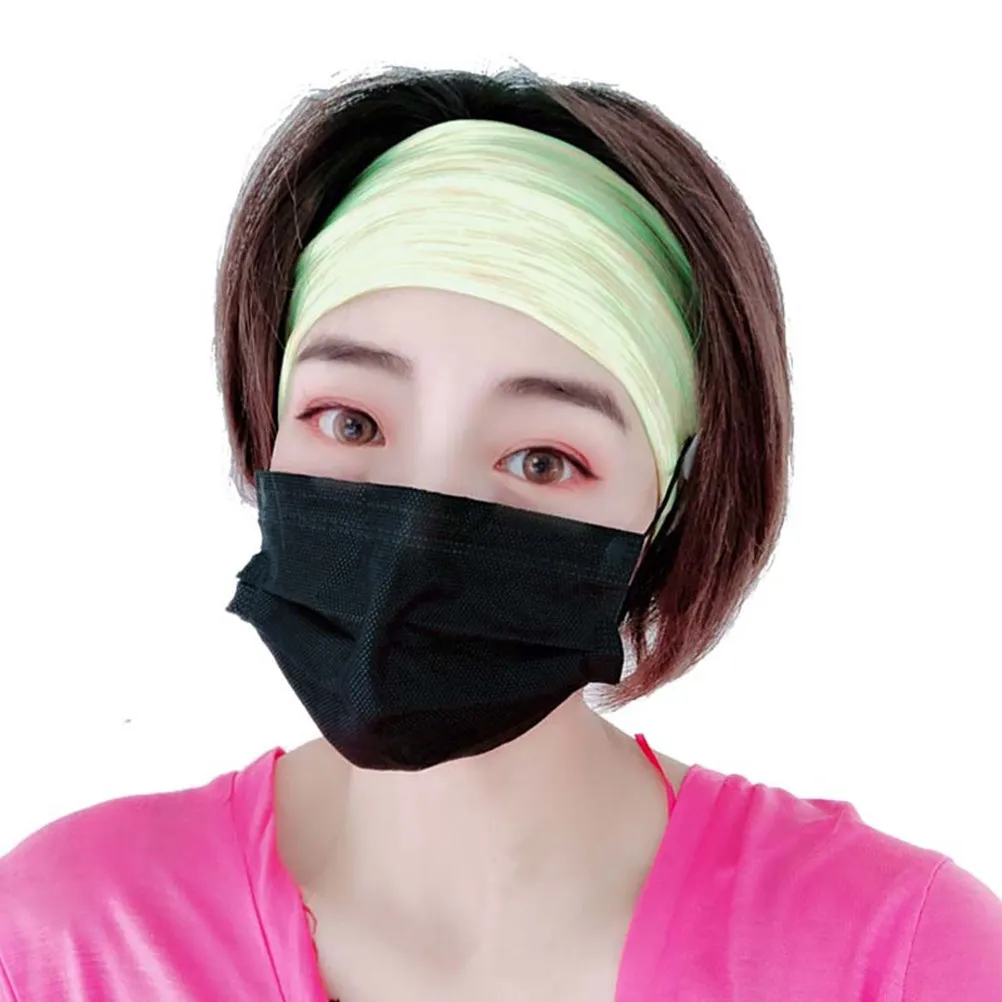 Faixa de cabelo elástica com botões para máscara, respirável, macia, de qualidade, para ioga, fitness, corrida, esportes, enfermeiros, médicos, uso diário, 2 peças