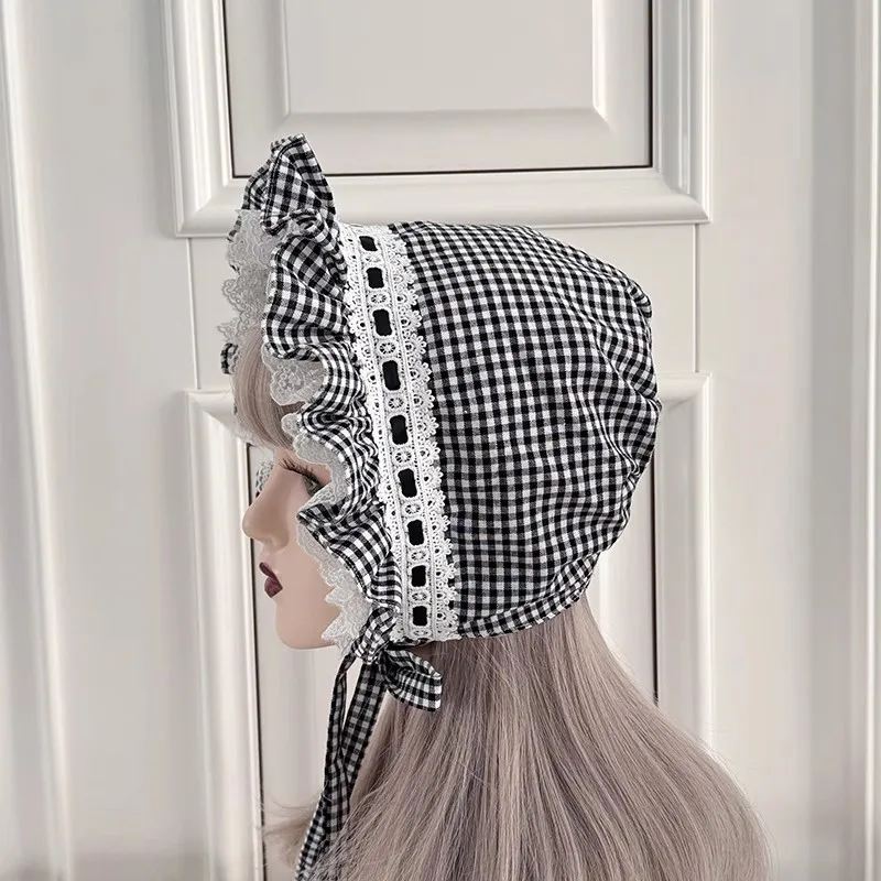 لوليتا نمط الكشكشة بونيه قبعة النساء الفتيات خادمة تأثيري ممسحة قبعة اليقطين قبعة المرأة الحاج الفيكتوري بونيه المتضخم خادمة Co