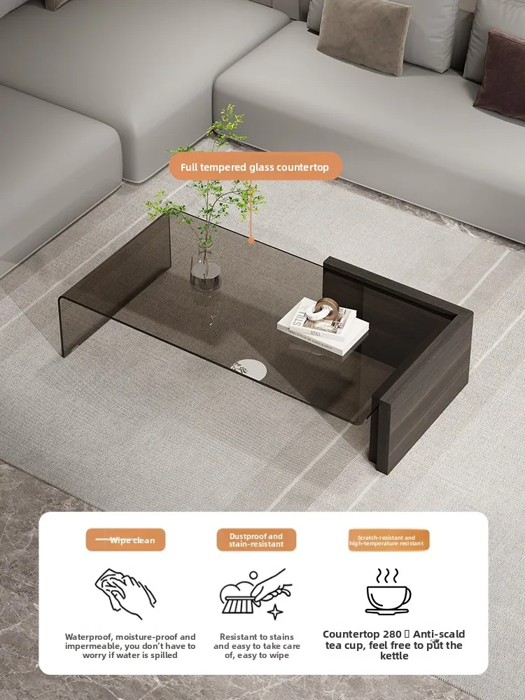 LH minimalist glass coffee table rectangular light luxury high sense modern simple home living room