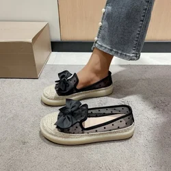 2024 scarpe estive donna Tennis donna Casual Sneaker Bow-Knot Slip-on Soft Flats scarpe con plateau traspiranti punta tonda