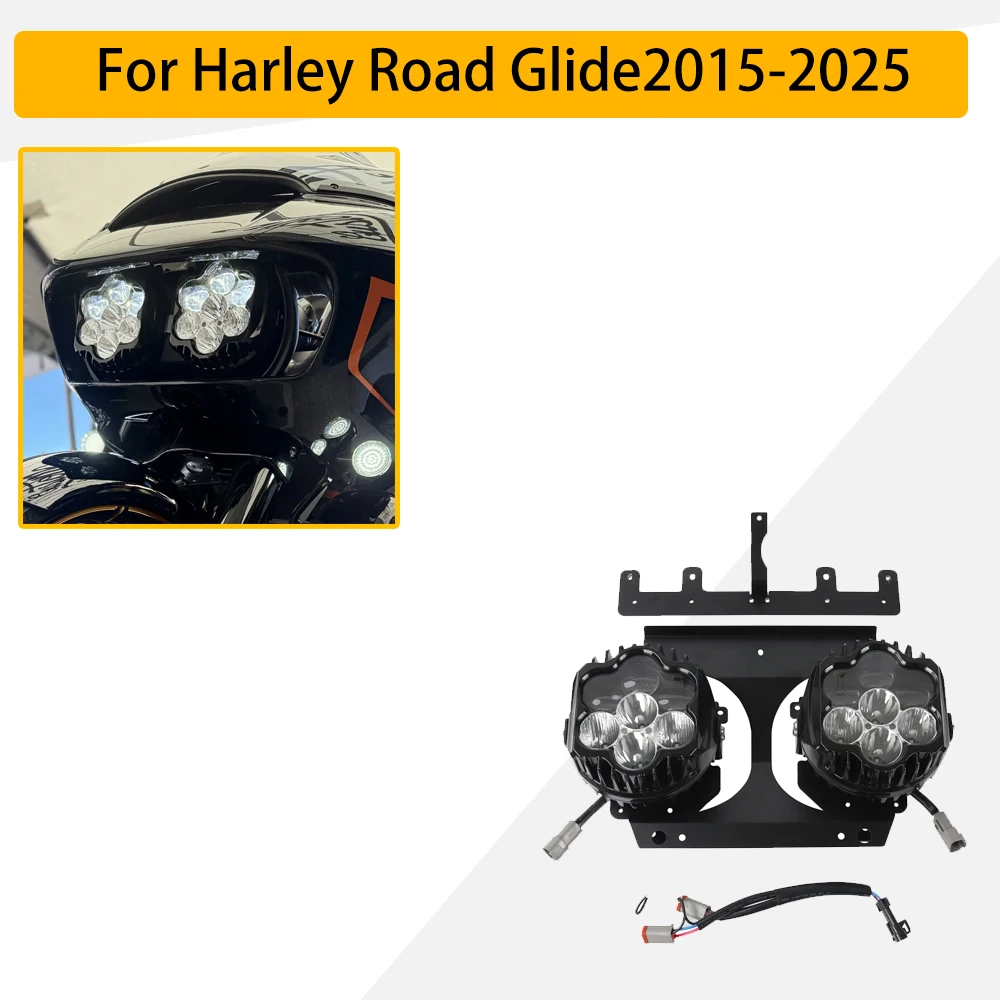 

Мотоциклетные светодиодные фары дальнего/ближнего света DRL для Harley Road Glide CVO Limited Special Ultra FLTRX 2015-2025