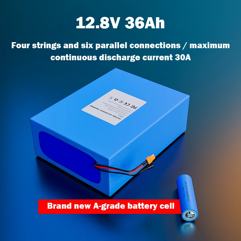 12.8V Lithium Iron Phosphate Battery 36Ah High-Capacity Electric Vehicle Power Battery Pack Energy Storage Equipment
