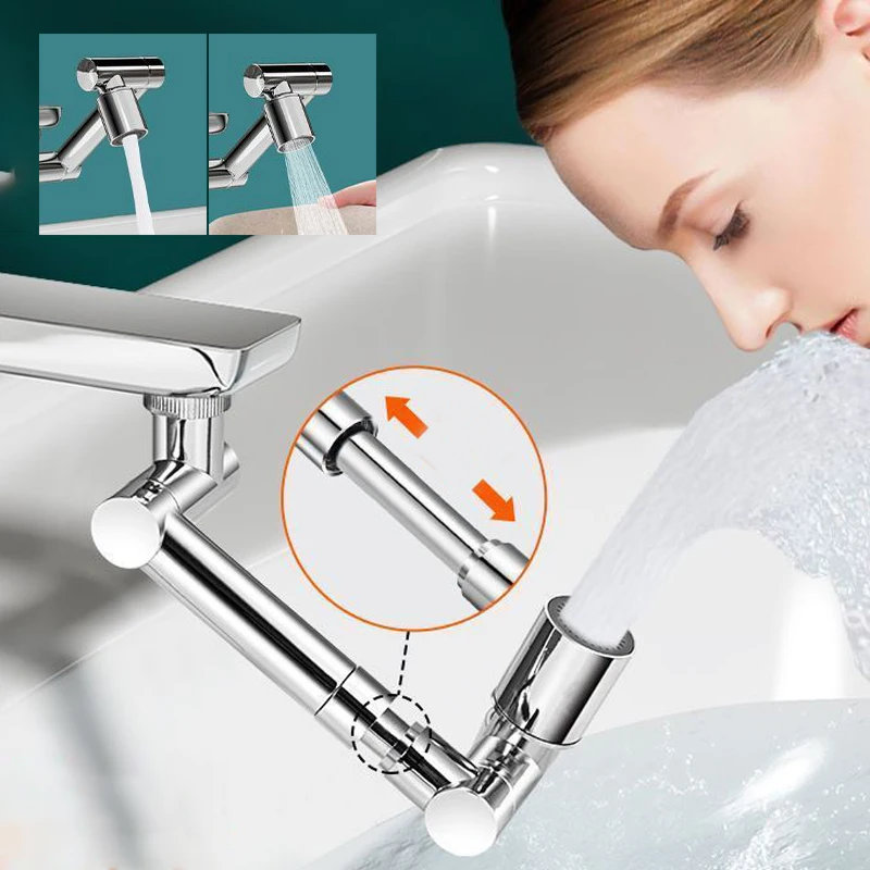 1440°Kitchen Scalable Metal Faucet Aerator Bathroom Tap Splash-proof Bubbler Faucet Filter Nozzle Tap Saving Water Extender