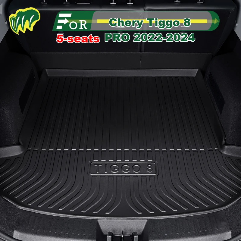 For Chery Tiggo8 PLUS/PRO 2018-2024 TPE Custom Fit Car Trunk Mat All Season Black Cargo Mat 3D Shaped Laser Measured Trunk Liner