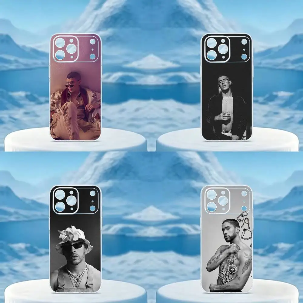

Stylish Male Singer Bad Bunny Phone Case For iPhone 14 16 15 17 13 12 11 Pro Max Plus Transparent soft case