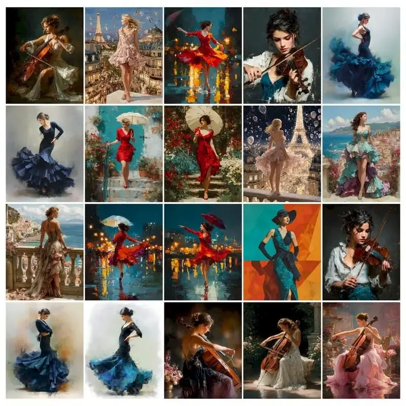 Paint By Number Dancer DIY Pictures By Numbers Kits Hand Painted ...
