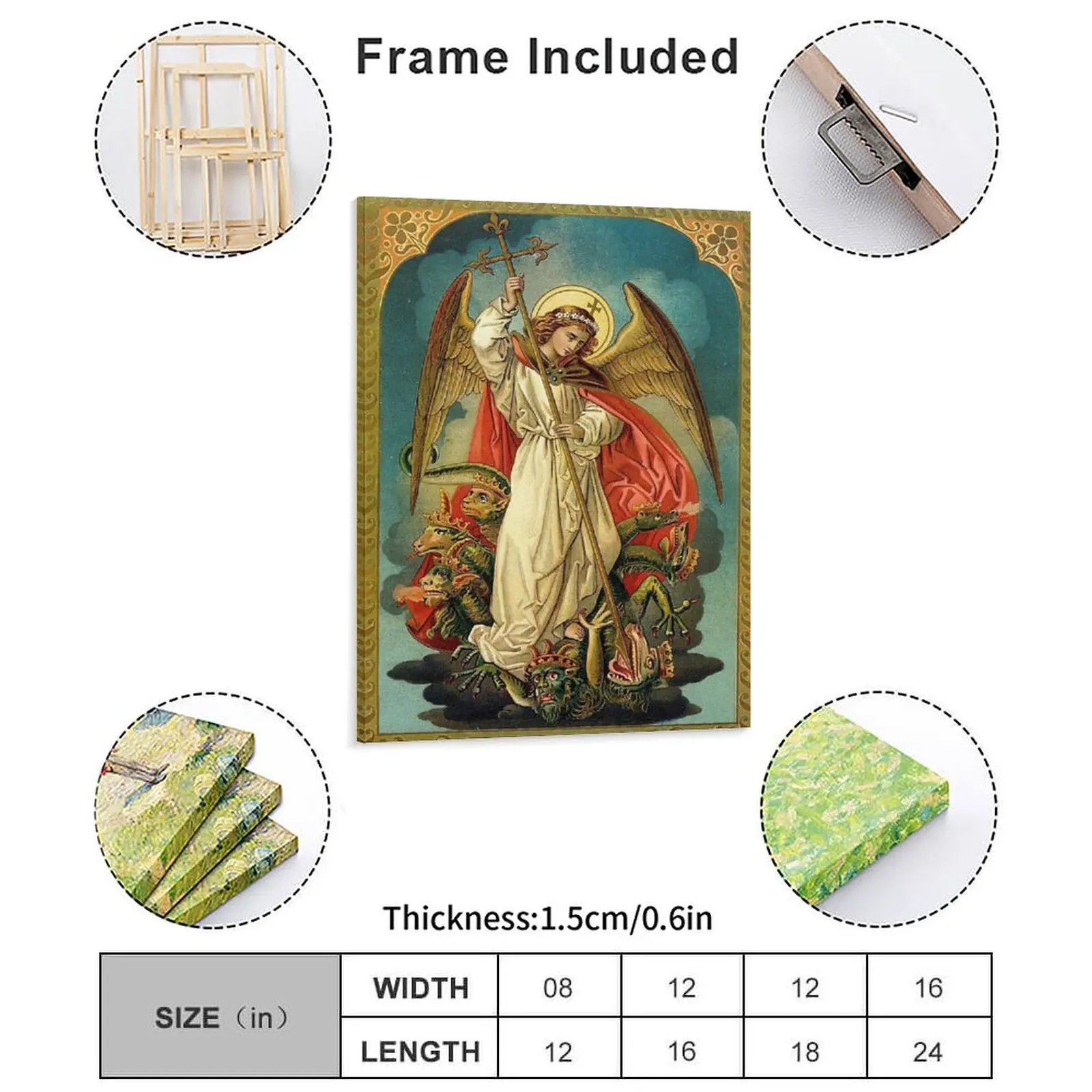 Saint Michael Canvas Painting Poster Plaques Painting Designer Bar Cave Mural Framed Wall Paintings