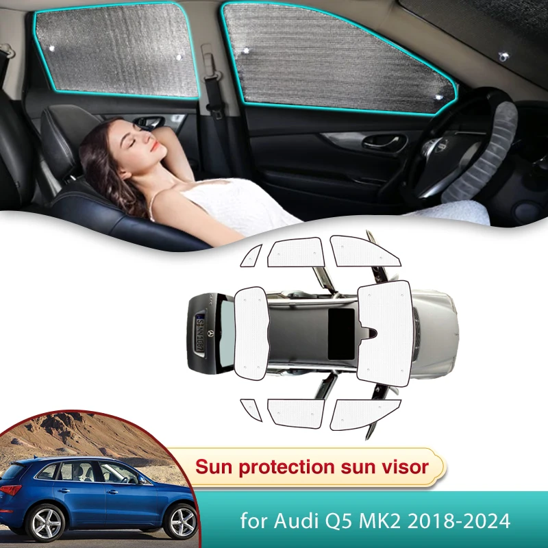 Full Car Sun Shade for Audi Q5 MK2 2018 2019 2020 2021 2022 2023 2024 Accessories Sunshade Windshield Side Window Shading Parts