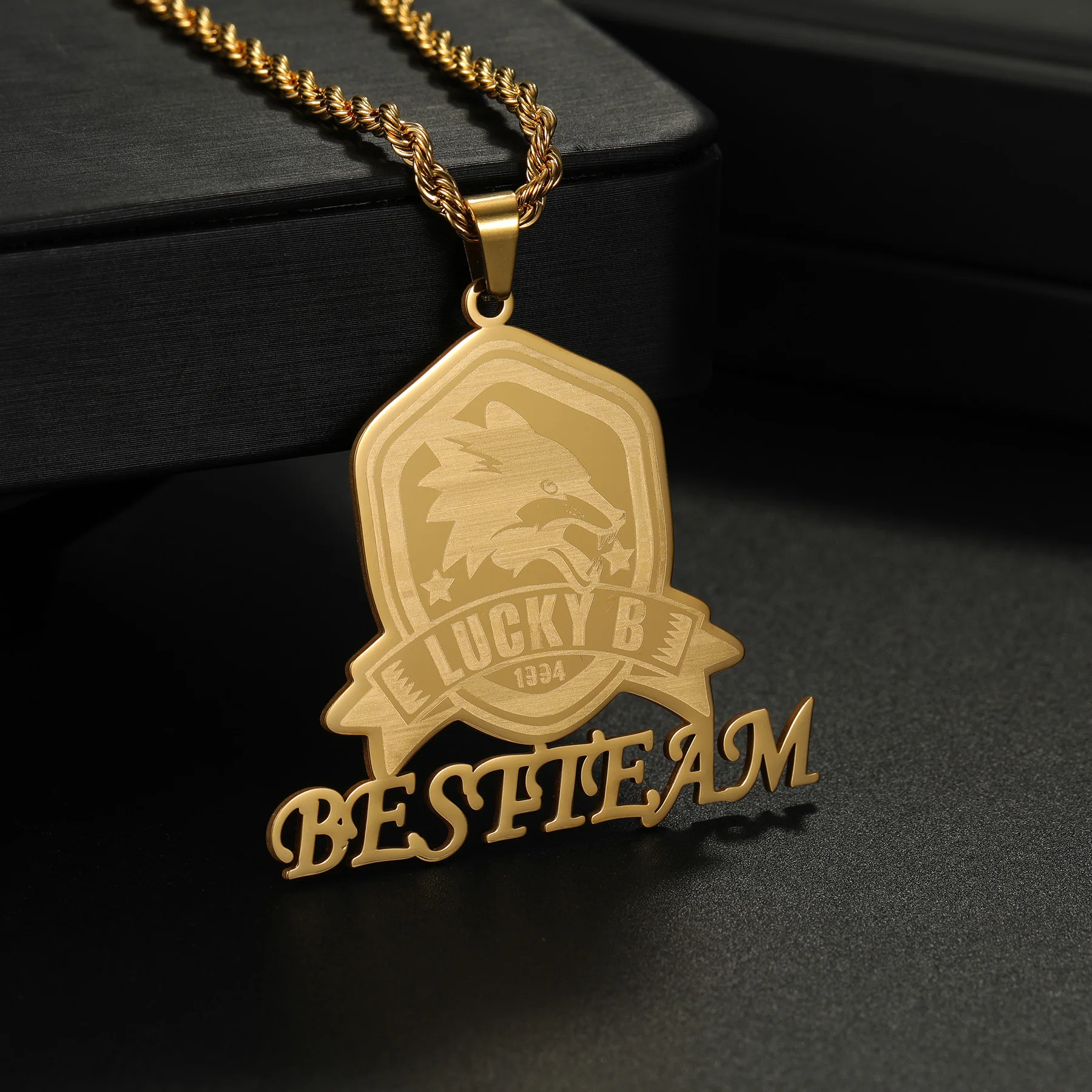 

Nextvance Custom Team Logo Name Necklace Personalized Stainless Steel Hip Hop Pendant Jewelry Ideal Gift for Fans & Members