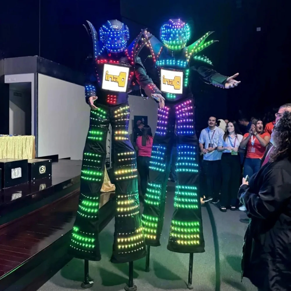 Show girl party outfit luxuryLED Stilts Walker Robot Full Color Brightness Smart Pixels Costume for Dancing Stage Performance