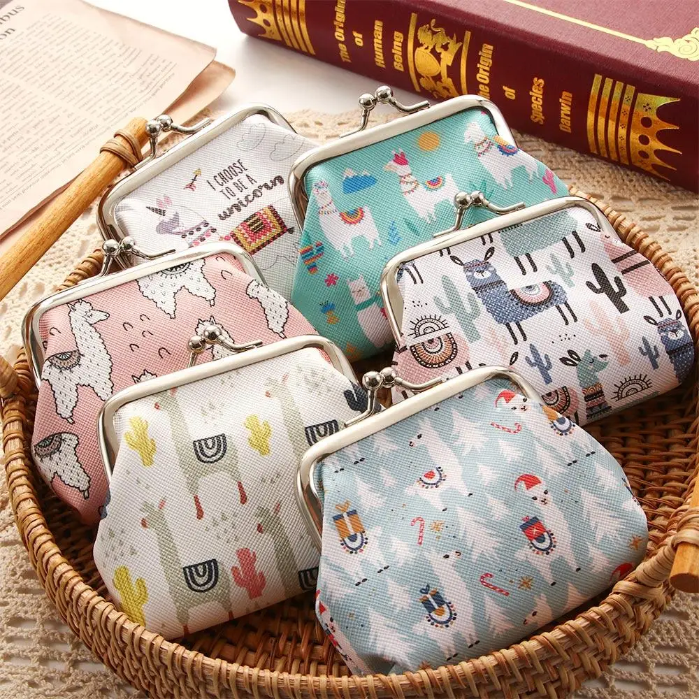 1PC Ladies Cartoon Alpaca Women Pouch Cute Animals Mini Wallets Hasp Money Bags Coin Purses Keys Bags