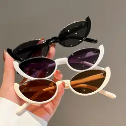 Vintage Half-frame Cat Eye Sunglasses Women Eyeglasses Trendy Small Frame Sun Glasses Fashion Shades UV400 Motorcycle Eyewear