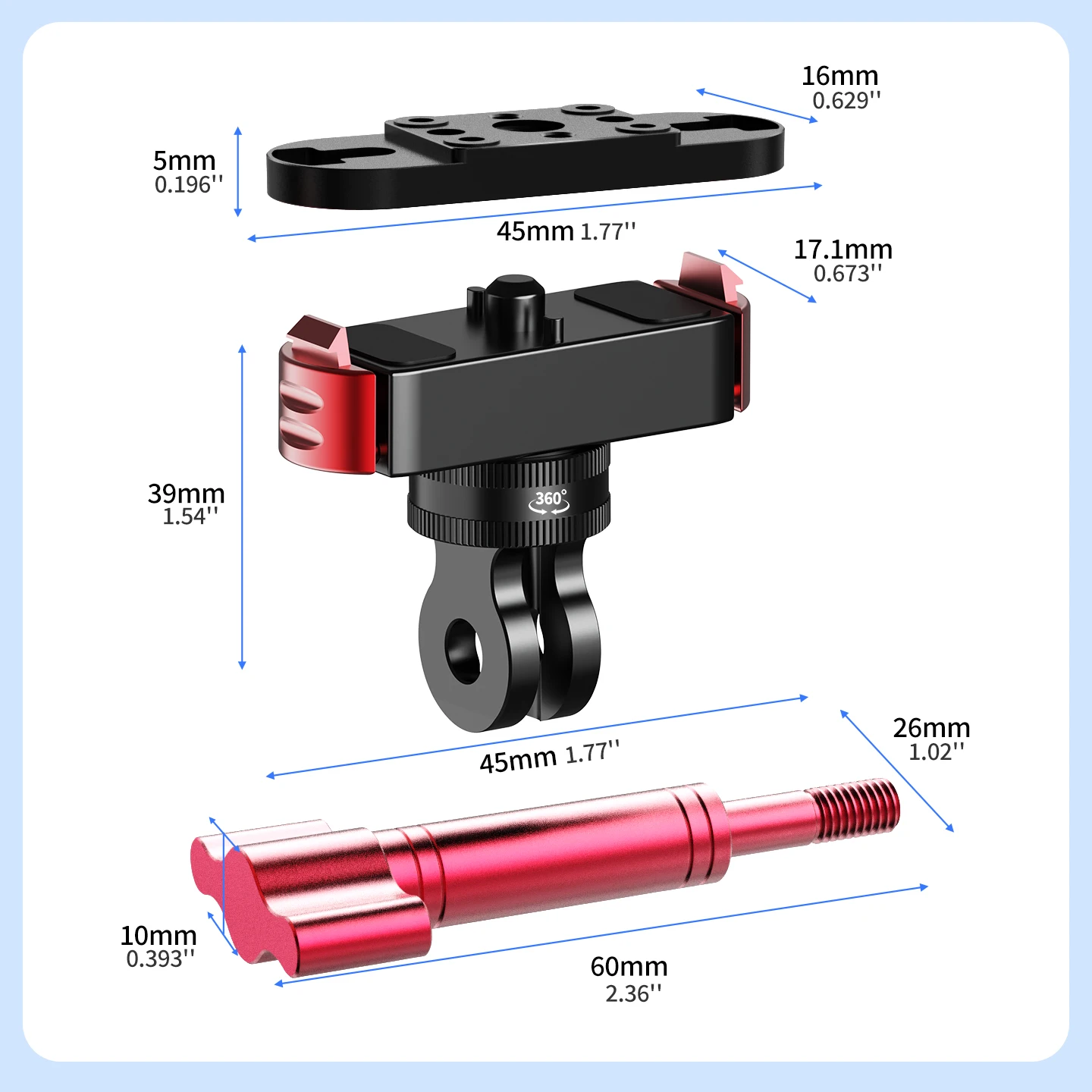 Aluminium-Magnet-Adapter mit Schnellverschluss für GoPro Hero 8-13 360° Dämpfungsrotation Doppelschnalle 1/4" Schraubkamerahalterung – Detail 14
